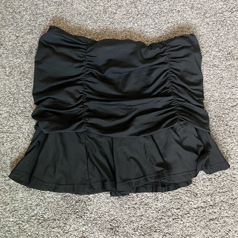 Black Ruched Mini Skirt